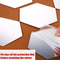 WallDaddy White 11 Pieces Mirror Stickers For Wall Hexagon Stickers image 3