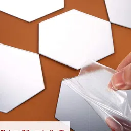 WallDaddy Silver Toned 15 Pieces Hexagon Mirror Wall Stickers image 4