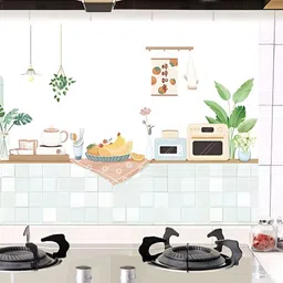 Asian royal Green & Beige Botanical Printed Self Adhesive Wall Sticker-image-60
