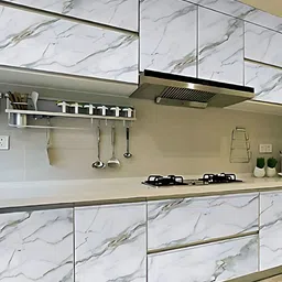 Asian royal White & Grey Printed Self-Adhesive Wall Sticker image 2