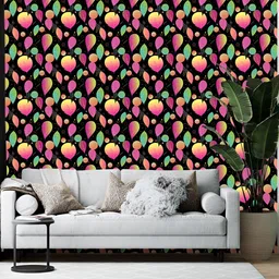 British Terminal Black & Pink Abstract Printed Self-Adhesive Wallpaper image 1