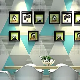 Asian royal Grey & Blue 3D Printed Self Adhesive Wall Sticker image 1