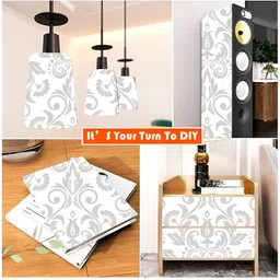 British Terminal White & Grey Ethnic Motifs Printed Wall Sticker image 2