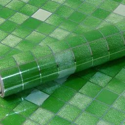 Asian royal Green & White 3D Printed Self Adhesive Wall Sticker image 4