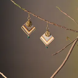 AAKRITI ART CREATIONS Brass Plated Geometric Wooden Drop Earrings-picture-19