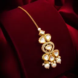 aadita Gold-Plated Kundan-Studded Maang Tikka-image-53
