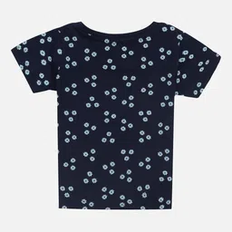 Bodycare Kids Girls Pack of 2 Red & Navy Blue Printed Round Neck Antimicrobial T-shirt image 2