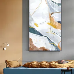 THE HANDMADE FLAIR Off-White & Beige Abstract Painting Wall Art image 1
