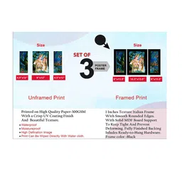 SAF Blue & Green 3 Pieces Lord Radha Krishna Painting UV Coating Wall Arts image 3