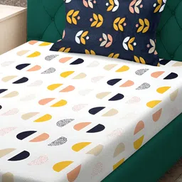 KLOTTHE Book Fold Geometric Printed 300 TC Single Bed Bedsheet With Pillow Cover image 4