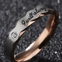 Fashion Frill Rose Gold-Plated CZ-Studded Romantic Couple Finger Ring-image-19