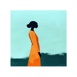 999Store Yellow & Green Minimalist Silhouette Canvas Painting Wall Art image 2