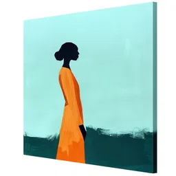 999Store Yellow & Green Minimalist Silhouette Canvas Painting Wall Art image 3