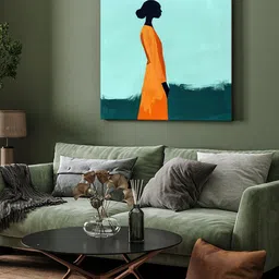 999Store Yellow & Green Minimalist Silhouette Canvas Painting Wall Art image 5