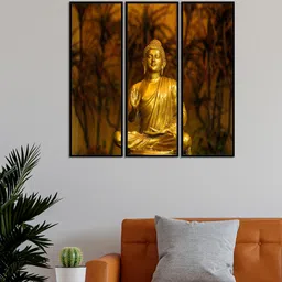 999Store Set Of 3 Brown Sitting Lord Buddha Wall Painting-image-70