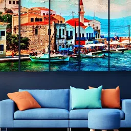 Casperme Blue & Red 5 Pieces Modern Painting Wall Arts-picture-39