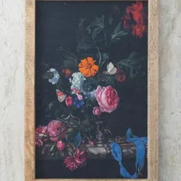The Decor Mart Blue & Pink Vintage Flowers Canvas Painting Framed Wall Art-image-89
