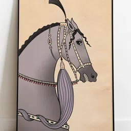 INDIAN CLASSIC ART Beige & Grey Horse Wall Art-picture-13
