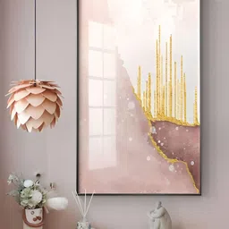 THE HANDMADE FLAIR Pink & Yellow Abstract Nordic Painting Wall Art-image-63