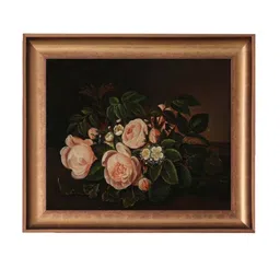 THE VINTAGE ARTISTRY Black Vintage floral painting Wall Art image 2