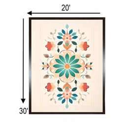 INDIAN CLASSIC ART Cream  & Green Indian Floral Painting Wall Art image 5