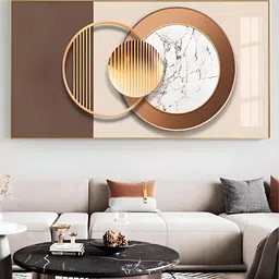 THE HANDMADE FLAIR Beige & Brown Wooden Abstract Wall Painting-image-30