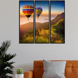 999Store Set of 3 Air Balloon With Mountain Wall Paintings-picture-30