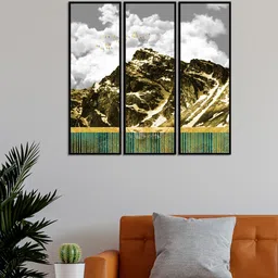 999Store Set Of 3 Mountain Views With Birds Wall Paintings-picture-23