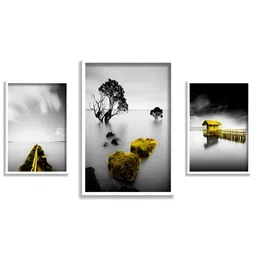 Aura White & Black 3 Piece Wood Other Wall Paintings image 3
