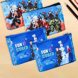 Kuber Industries Kids Pack of 4 Marvel Printed Square Pencil Pouch-picture-26