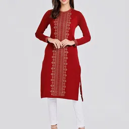 KEIKO Women Ethnic Motifs Jacquard Round Neck Cotton Kurta-picture-19