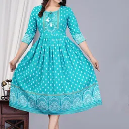 Vorcia Febtex Printed Maternity Fit & Flare Ethnic Midi Dresses-image-2