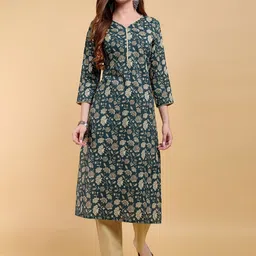 GREYSHADE Women Floral Printed Straight Kurta-picture-11