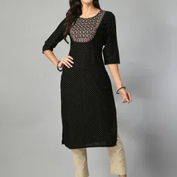 DOISA Polka Dots Printed Mirror Work Straight Kurta-picture-18