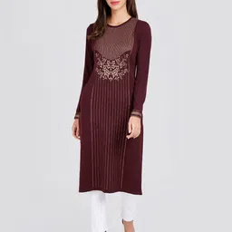KEIKO Floral Printed Acrylic Round Neck Kurta-image-8