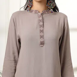Anouk Rustic Mandarin Collar Embroidered Top image 3