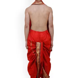 Exotic India Woven Design Art Silk Ready To Wear Dhoti Pant & Angavastram image 3