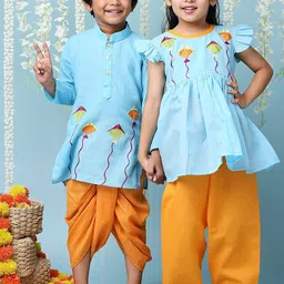KID1 Boys Embroidered Regular Thread Work Pure Cotton Kurta with Dhoti Pants-picture-35