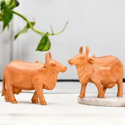 RDK Set Of 2 Beige Colored Holy Cow Wooden Showpieces-picture-17