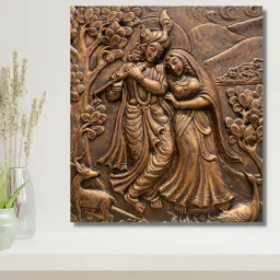artociti Bronze Radha Krishna 3D Wall Mask image 1