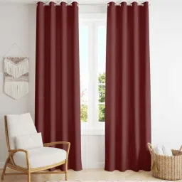 parda online Maroon Polyster Solid 7ft Blackout Eyelet Window/Door (2 Pc)-picture-10