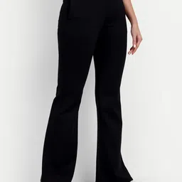 broadstar Women Flared Black Lycra Blend Trousers image 2