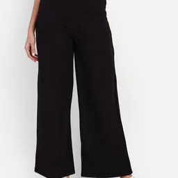 next one Women Loose Fit Black Lycra Blend Trousers-picture-35