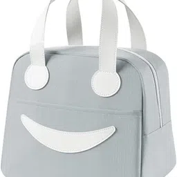 rishav handicrafts Insulated Canvas Smiley Lunch Bags with Aluminum Lining Leakproof Small Grey 1 Containers Lunch Box-picture-22