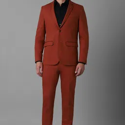 louis philippe Men Men Maroon Super Slim Fit Solid Formal Two Piece Suit Solid Suit-picture-12