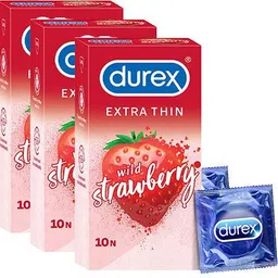 durex Extra Thin Wild Strawberry Condoms For Men - 10s Pack of 3 Condom-picture-23