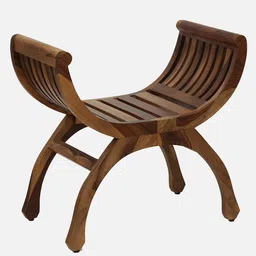 amberville from pepperfry Bramley Sheesham Wood Seating Stool In Rustic Teak Finish image 5