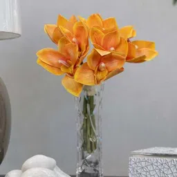 casacraft from pepperfry Premium Artificial Orange Orchid Flower Bunch (Orange)-picture-22