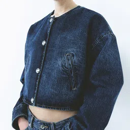 H&M Cotton Oversized Button-Front Denim Jacket image 3