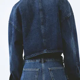 H&M Cotton Oversized Button-Front Denim Jacket image 4
